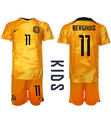 Nederland Steven Berghuis #11 Hjemmedraktsett Barn VM 2022 Kortermet (+ Korte bukser)